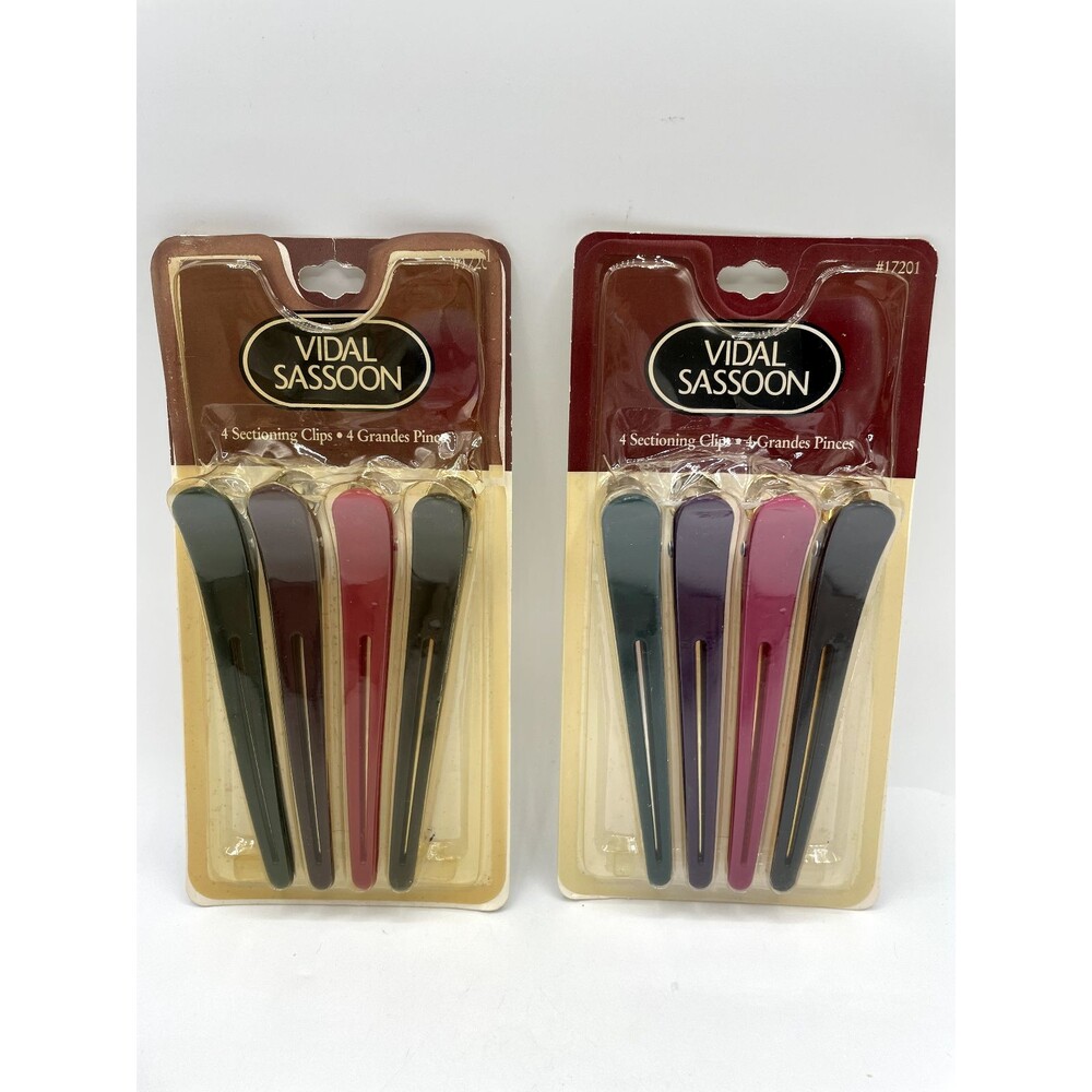 8 Vintage Vidal Sassoon Sectioning Clips 90’s NOS Black Green Purple Pink Bs257